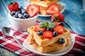 Waffles with berries.