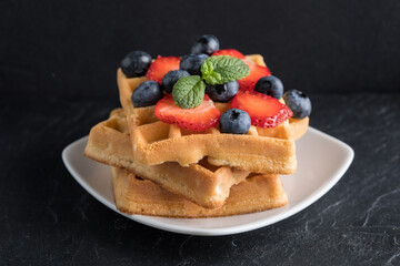 Waffles with berries.
