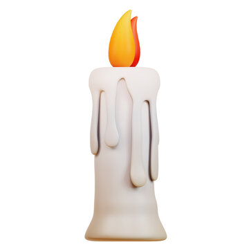 recommend clip art: Burning white candle at spooky Halloween 3d rendering on transparent background