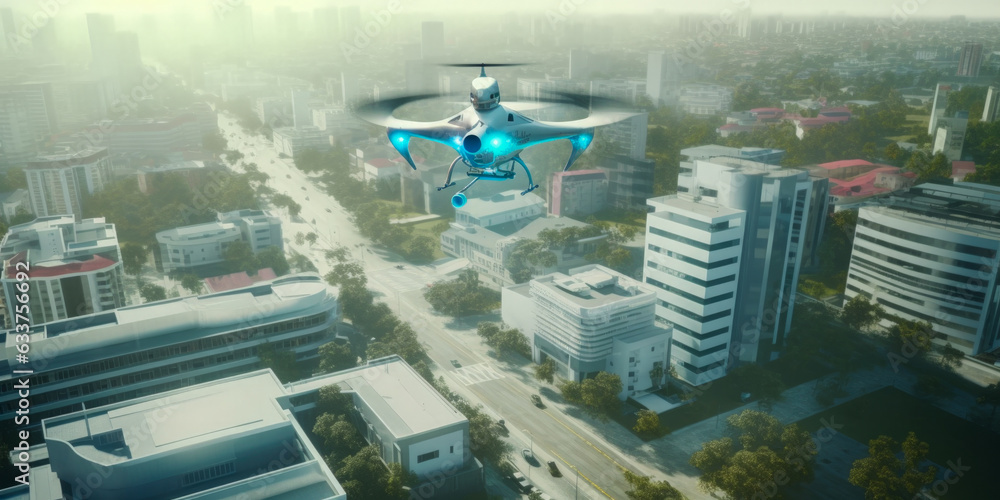 Poster drone in action - generative ai