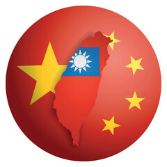chinese China flag and Taiwan the Republic of China island map. concept of partnership between country mainland and island