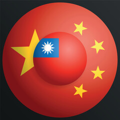 chinese China flag and Taiwan the Republic of China island flag icon ball. concept of partnership between country mainland and island