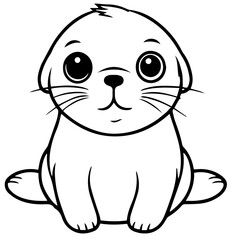 Naklejka premium Outlined happy seal. Vector illustration coloring page