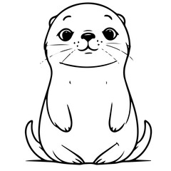 Outlined happy seal. Vector illustration coloring page
