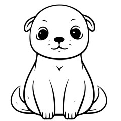 Outlined happy seal. Vector illustration coloring page