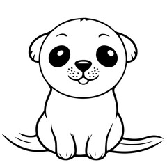 Outlined happy seal. Vector illustration coloring page