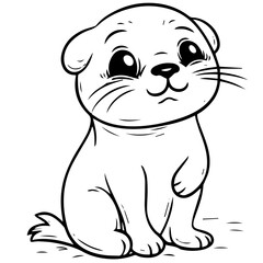 Outlined happy seal. Vector illustration coloring page