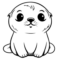 Fototapeta premium Outlined happy seal. Vector illustration coloring page