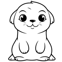 Outlined happy seal. Vector illustration coloring page