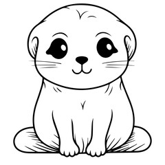 Outlined happy seal. Vector illustration coloring page