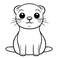 Outlined happy seal. Vector illustration coloring page