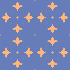 Vector. Seamless mediterranean geometric pattern, ornamental swatches. Talavera template. Portuguese Azulejo. Turkish decoration. Moroccan mosaic. Spanish porcelain. Ceramic dishes, folk ornament.