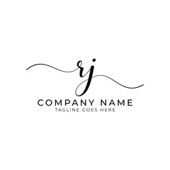 RJ or rj letter mark abstract calligraphy vector logo design