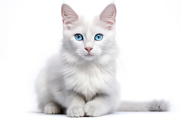 Fototapeta premium Turkish Angora cat isolated on white background