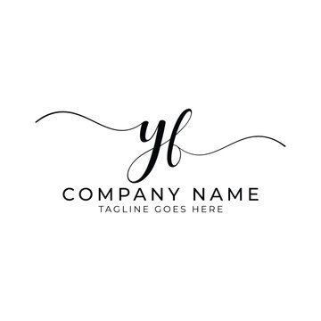 Modern initial letter YF, yf letter mark abstract calligraphy design, YF monogram logo, black color on white background
