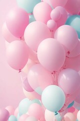 Fototapeta na wymiar a group of pink and white balloons