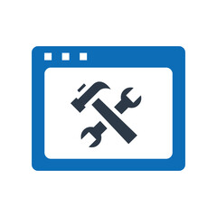 Website Maintenance Flat Blue Icon Isolate On White Background Vector Illustration | Seo Icons