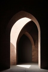 a brick archway with light coming through