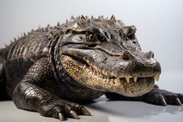 portrait of crocodile   on white background