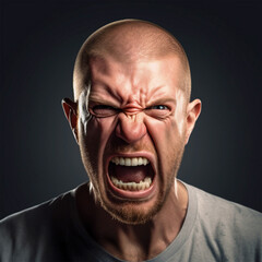 3D rendered illustration of angry man face - ai generative