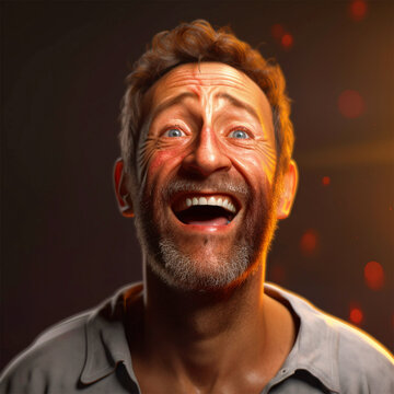 3D rendered illustration of happy man face - ai generative
