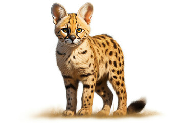 Serval cat isolated on white background