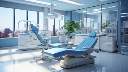 modern office interior with a large window. - obrazy, fototapety, plakaty