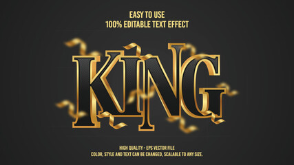 Obraz premium King Modern editable text effect vibrant color. 3D Text effect style template. Editable fonts vector files