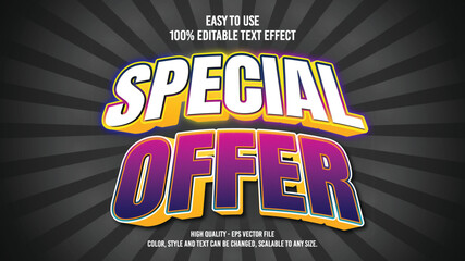 Special offer Modern editable text effect vibrant color. 3D Text effect style template. Editable fonts vector files