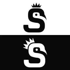 Letter S with Swan Design - Abstract vector logo design