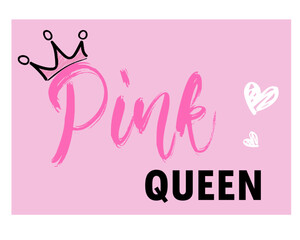 pink queen cutie slogan vector drawing