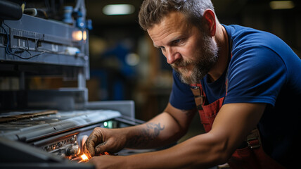 portrait of a man with a drill