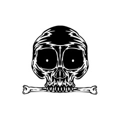 Human head skull, drawn by hand. Very cool for tattoo designs and other horrors. Vector illustration