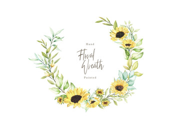 watercolor sunflower wreath illustration