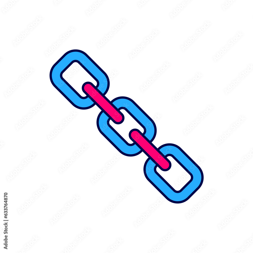 Poster filled outline chain link icon isolated on white background. link single. hyperlink chain symbol. ve