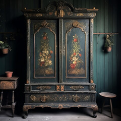 Very interesting antique old wardrobe
