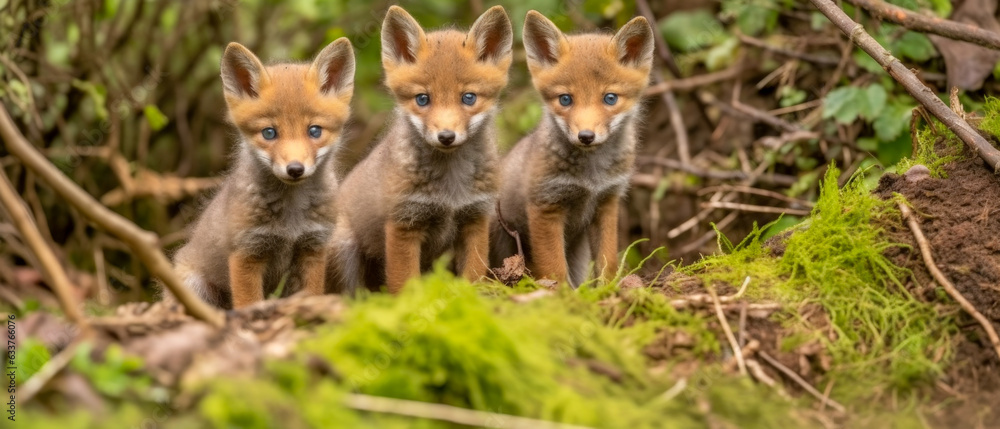 Sticker A group of Fox Cub - Generative AI