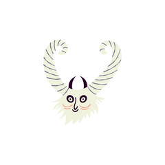 Vibrant bright Strange Halloween Demon. Character with devil face. Cute bizarre comic characters in modern flat hand drawn style