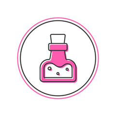 Filled outline Bottle with potion icon isolated on white background. Flask with magic potion. Happy Halloween party. Vector