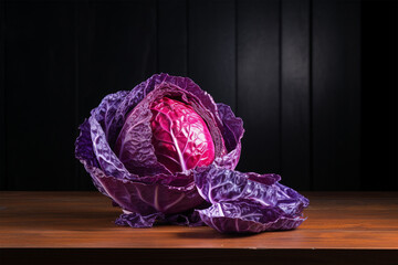 red cabbage on the table - obrazy, fototapety, plakaty