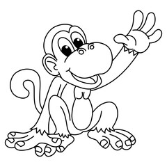 Funny monkey cartoon coloring page