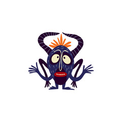 Fototapeta premium Vibrant Strange Demon with creepy face. Halloween Character. Character with devil face.