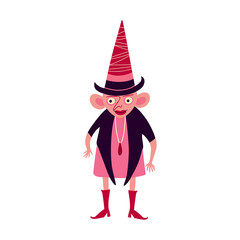 Little cute witch. Halloween magic character. Cartoon illustration