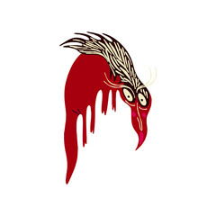 Creepy ugly dragon. Illustration in a modern hand-drawn style. dragon Symbol of 2024