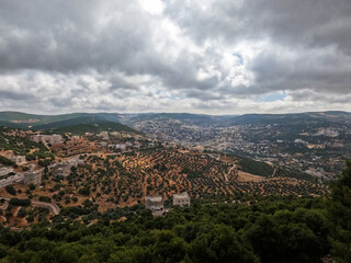 Obraz premium Ajloun, Jordan : nature in Ajloun and buildings (beautiful Arab muslim city) 