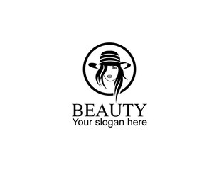 Obraz premium Beauty logo with woman inside circle style and business card design template, flower, logo, woman, Premium Vector