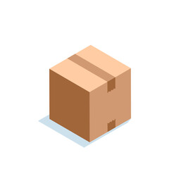 isometric box in color on a white background, shipping packaging or package