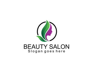 Fototapeta premium Beauty logo with woman inside circle style and business card design template, flower, logo, woman, Premium Vector