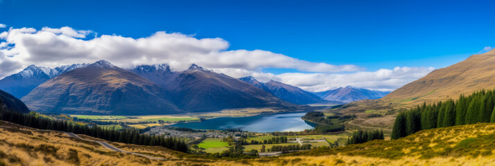 Queenstown panoramic view New Zealand - Generative AI