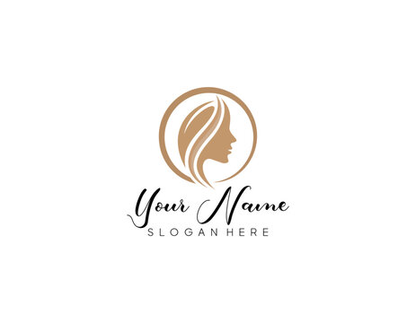 luxury woman hair salon gold gradient logo design